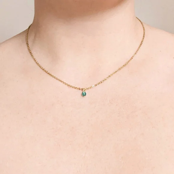 Emerald May Birthstone Gold-plated Choker Necklace - Picture 3 of 8